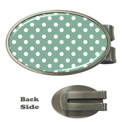 Mint Green Polka Dots Money Clips (oval) 