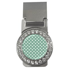 Mint Green Polka Dots Money Clips (cz) 