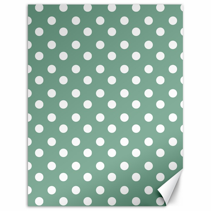 Mint Green Polka Dots Canvas 18  x 24  