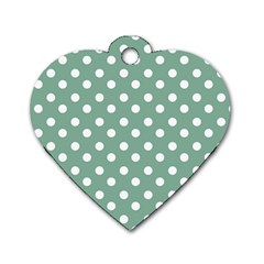 Mint Green Polka Dots Dog Tag Heart (one Side)