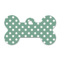 Mint Green Polka Dots Dog Tag Bone (one Side)