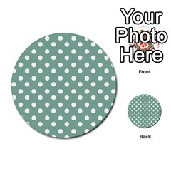 Mint Green Polka Dots Multi-purpose Cards (round)  by GardenOfOphir