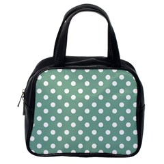 Mint Green Polka Dots Classic Handbags (one Side)