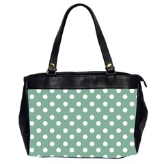 Mint Green Polka Dots Office Handbags (2 Sides) 