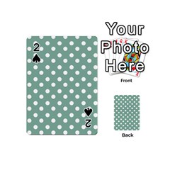 Mint Green Polka Dots Playing Cards 54 (mini)  by GardenOfOphir