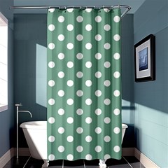 Mint Green Polka Dots Shower Curtain 36  X 72  (stall) 