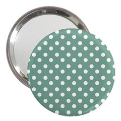 Mint Green Polka Dots 3  Handbag Mirrors