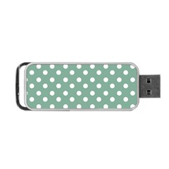 Mint Green Polka Dots Portable Usb Flash (one Side)