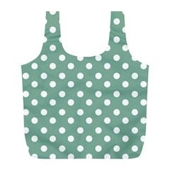 Mint Green Polka Dots Full Print Recycle Bags (l)  by GardenOfOphir