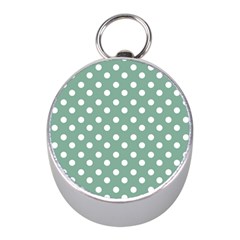 Mint Green Polka Dots Mini Silver Compasses