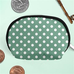 Mint Green Polka Dots Accessory Pouches (medium) 