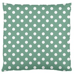 Mint Green Polka Dots Large Flano Cushion Cases (one Side)  by GardenOfOphir