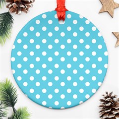 Sky Blue Polka Dots Ornament (round) 