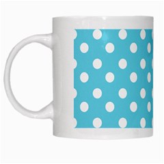 Sky Blue Polka Dots White Mugs