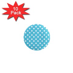 Sky Blue Polka Dots 1  Mini Magnet (10 Pack) 