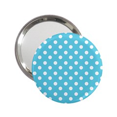 Sky Blue Polka Dots 2 25  Handbag Mirrors