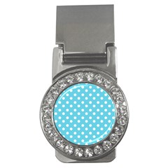 Sky Blue Polka Dots Money Clips (cz) 