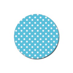 Sky Blue Polka Dots Rubber Coaster (round) 