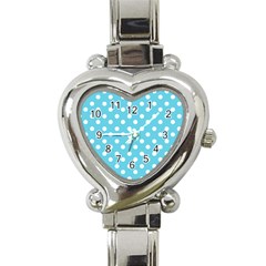 Sky Blue Polka Dots Heart Italian Charm Watch