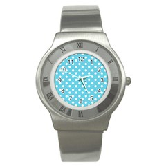 Sky Blue Polka Dots Stainless Steel Watches