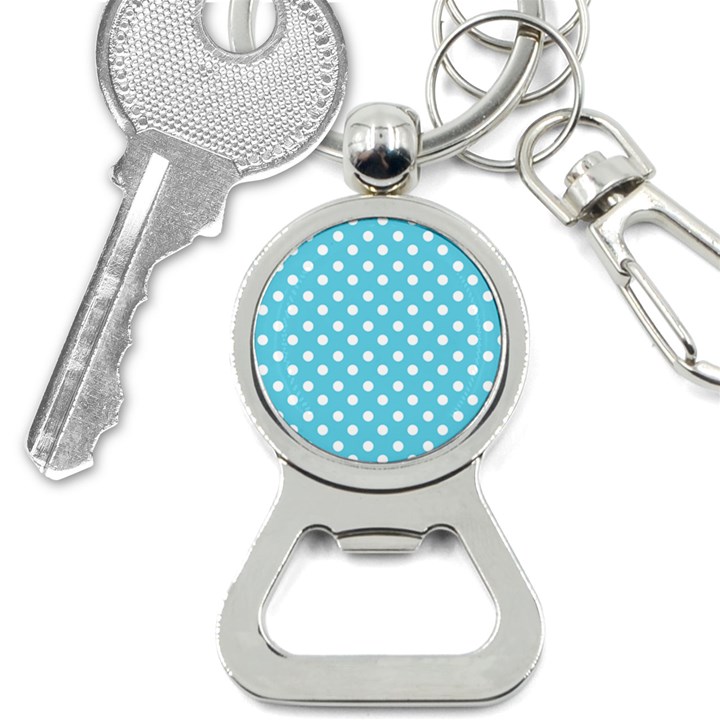 Sky Blue Polka Dots Bottle Opener Key Chains