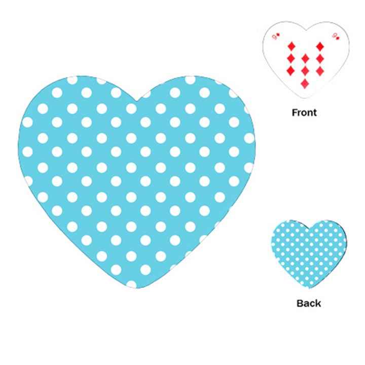 Sky Blue Polka Dots Playing Cards (Heart) 