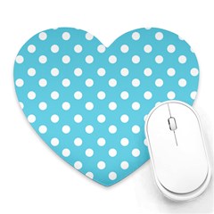 Sky Blue Polka Dots Heart Mousepads