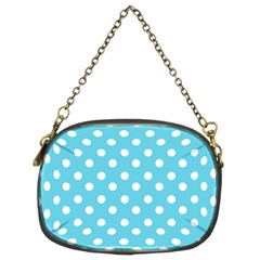 Sky Blue Polka Dots Chain Purses (two Sides) 