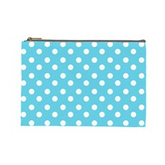 Sky Blue Polka Dots Cosmetic Bag (large) 