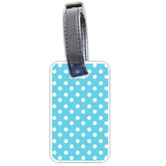 Sky Blue Polka Dots Luggage Tags (one Side) 