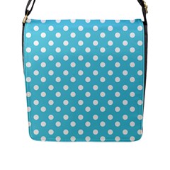 Sky Blue Polka Dots Flap Messenger Bag (l) 