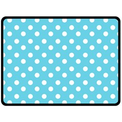 Sky Blue Polka Dots Double Sided Fleece Blanket (large) 