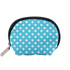 Sky Blue Polka Dots Accessory Pouches (small) 