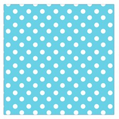 Sky Blue Polka Dots Large Satin Scarf (square) by GardenOfOphir