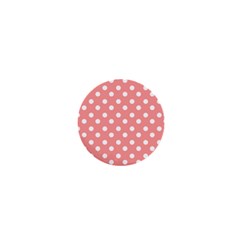 Coral And White Polka Dots 1  Mini Magnets