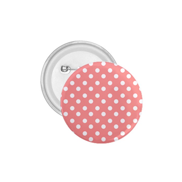 Coral And White Polka Dots 1.75  Buttons