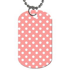 Coral And White Polka Dots Dog Tag (one Side)