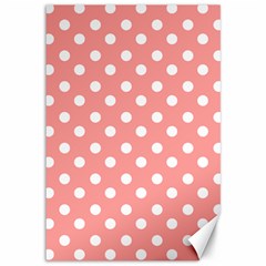 Coral And White Polka Dots Canvas 12  X 18  