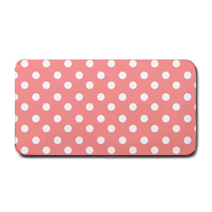 Coral And White Polka Dots Medium Bar Mats