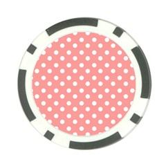 Coral And White Polka Dots Poker Chip Card Guards