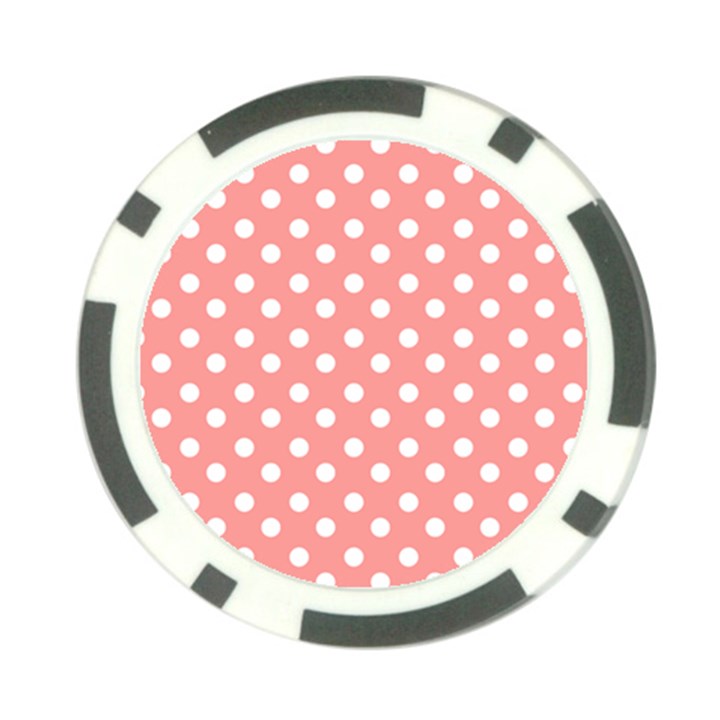 Coral And White Polka Dots Poker Chip Card Guards