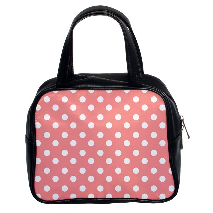 Coral And White Polka Dots Classic Handbags (2 Sides)