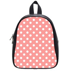 Coral And White Polka Dots School Bags (small) 