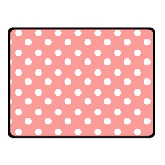 Coral And White Polka Dots Fleece Blanket (small)