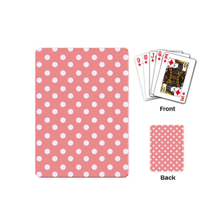 Coral And White Polka Dots Playing Cards (Mini) 