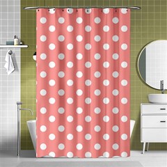 Coral And White Polka Dots Shower Curtain 48  X 72  (small) 