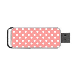 Coral And White Polka Dots Portable Usb Flash (two Sides)