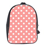 Coral And White Polka Dots School Bags (XL)  Front