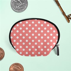 Coral And White Polka Dots Accessory Pouches (small) 