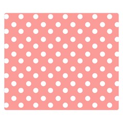 Coral And White Polka Dots Double Sided Flano Blanket (small) 